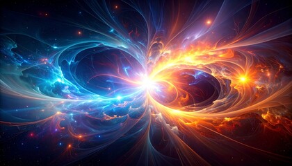 Cosmic Collision: Fiery Orange Meets Cool Blue in a Galactic Dance of Light