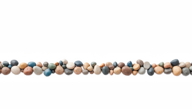 Pebble stone border at bottom — isolated on transparent png background