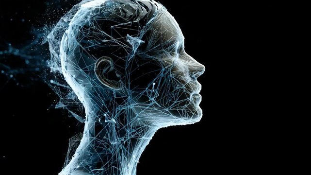 Neural Interface: Profile of Futuristic Female AI with Digital Network Mind