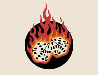 This striking image of flaming dice symbolizes risk, chance, and excitement, ideal for themes related to gambling, competition, and daring decisions in design.