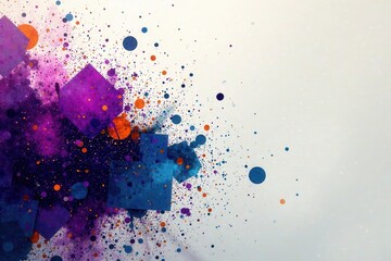 Abstract Colorful Splashes of Paint with Geometric Shapes on a Light Background