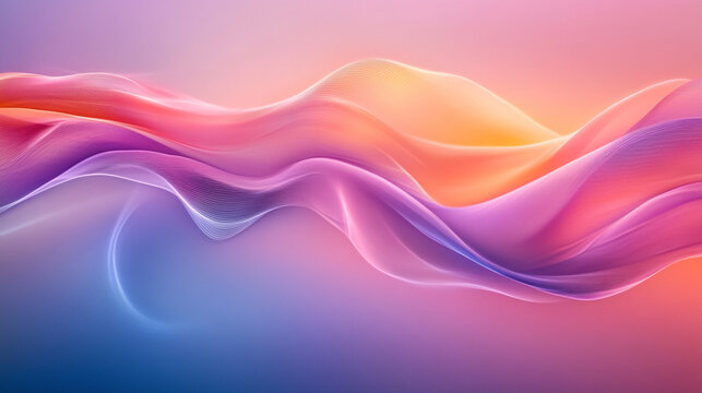 Soft abstract wave lines flowing over a smooth background with gentle gradients and subtle movement representing fluidity, modern design, minimalism, digital art, and calming visual aesthetics - Powered by Adobe