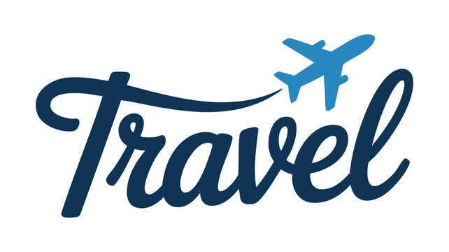 Travel wordmark and airplane logo