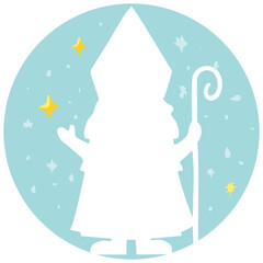 Sinterklaas Silhouette With Stars Illustration