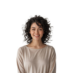 smiling woman portrait on white background