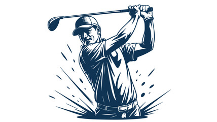 Golfer mid-swing with golf club