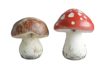 Two Different Mushrooms with Space Between PNG