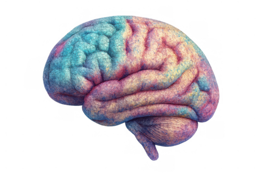Human brain representing mind, intelligence, creativity, learning, and thought process in vibrant colors