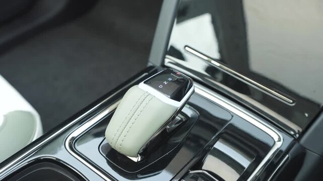 Closeup shot of Automatic car Gear Lever. 