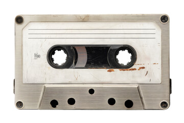 vintage audio cassette tape on white background.