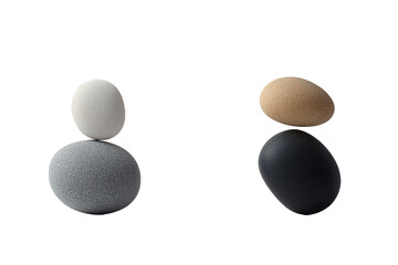 Two Different Pebbles Next to Each Other with Space Between PNG