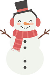 Illustration of a Snowman with Earmuffs and Hat