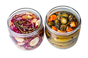 Two Different Pickles Side by Side PNG