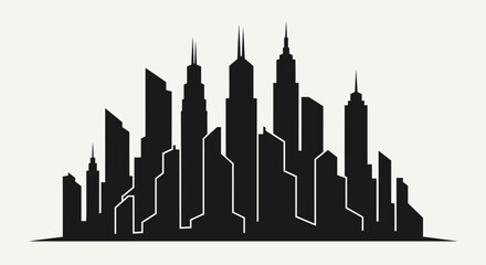 Obraz premium City skyline silhouette with transparent background