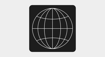 Naklejka premium Globe outline on square background