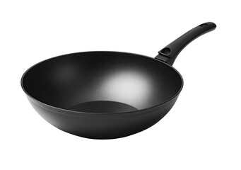 Black wok pan, round, wide, handle