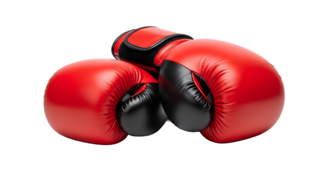 Red boxing gloves equipment for training and fighting sports gear for boxing martial arts and combat sports on transparent background