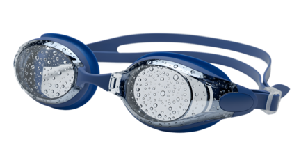 Blue swimming goggles anti fog uv protection waterproof clear vision adult youth triathlon open water swim 100 char on transparent background