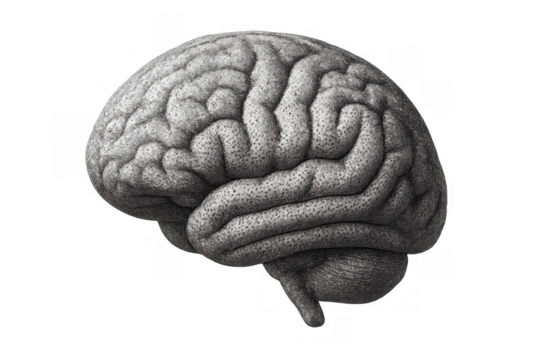 Human brain anatomy illustrating intelligence and central nervous system structure on a transparent background - Powered by Adobe