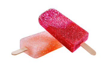 Two pink and orange popsicles, sparkly