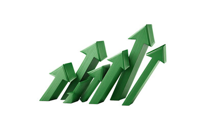Abstract graphic of multiple upward-pointing, textured green arrows, suggesting growth or progress