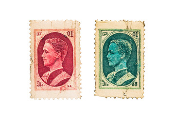 Fototapeta premium Two Different Stamps Side by Side with Space Between PNG