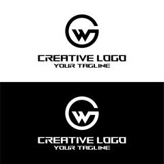 creative letter logo gw design vector