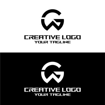 creative letter logo gw design vector