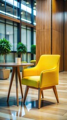 Fototapeta premium Chair near wooden table in lobby