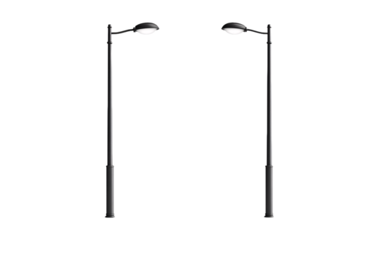 Two Different Streetlights with Space Between Them PNG
