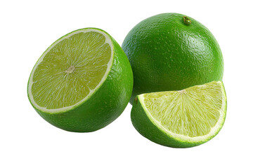Fresh limes, whole and sliced, vibrant green (5)