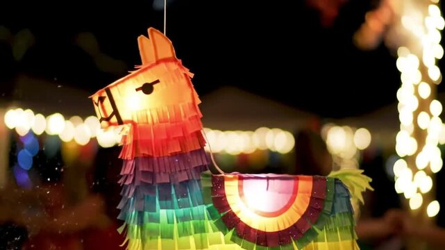 Colorful Donkey Pi&ntilde;ata at Las Posadas Festival