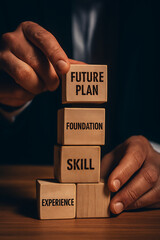 Building a successful career with experience, skill, foundation, and future plan, a concept for career growth and business strategy, human resources themes