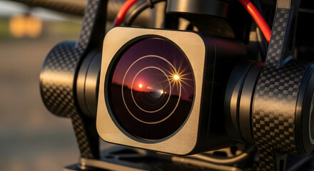 Close-Up of Drone Camera Lens in Sunlight