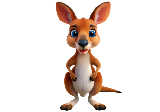 Cute kangaroo cartoon isolated on a transparent or white background