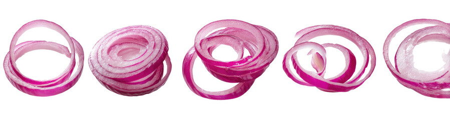 Sliced red onions in rings