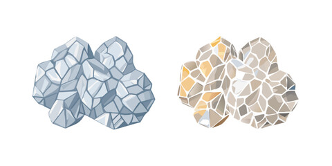 Two clusters of crystalline formations, one in silver and the other in gold, , showcasing mineral elegance and beauty
