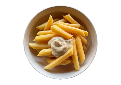 Penne with beget able sauce isolated on transparent or white background