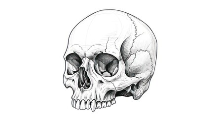 Obraz premium Anatomical Human Skull Drawing Illustration.