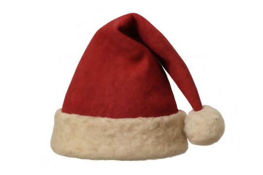 Santa hat representing winter celebrations, christmas and new year's eve, perfect for seasonal designs on transparent background - Powered by Adobe