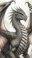 Majestic Dragon with Scaled Hide and Powerful Wings.