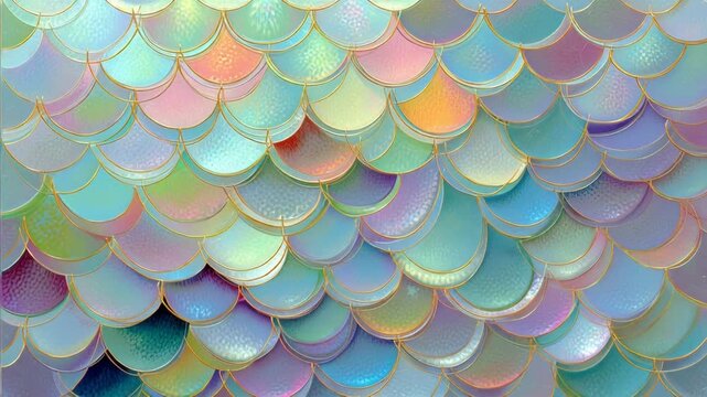 Colorful iridescent mermaid scales with a shiny holographic effect