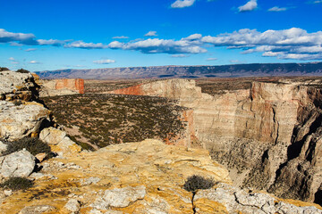 View of Devil Canyon from Ranger's Delight Trail in Bighorn Canyon National Recreation Area in Wyoming in Autumn.