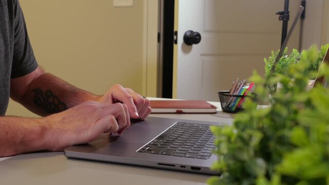 Middle Aged Man Checking His Electronic Medical Records - EMR at Home Concept
