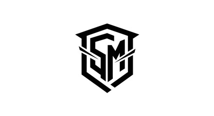 onochrome automotive brand emblem, bold geometric shapes with sharp edges,