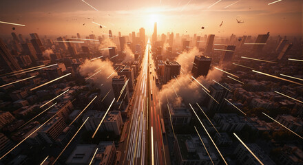 Apocalyptic Cityscape at Sunset