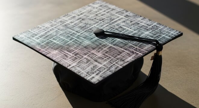 Graduation Cap with Unique Design and Tassel.