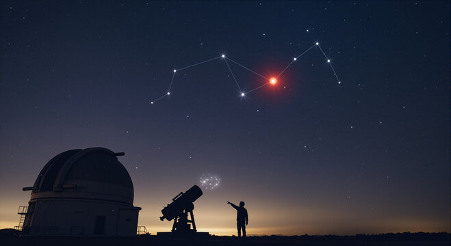Stargazing at Observatory Silhouette - Powered by Adobe