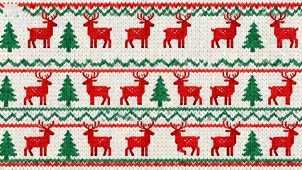 Knitted pattern with reindeer and trees