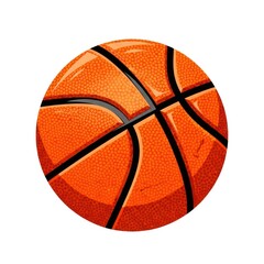 Vibrant Orange Basketball with Black Lines Isolated on White Background.